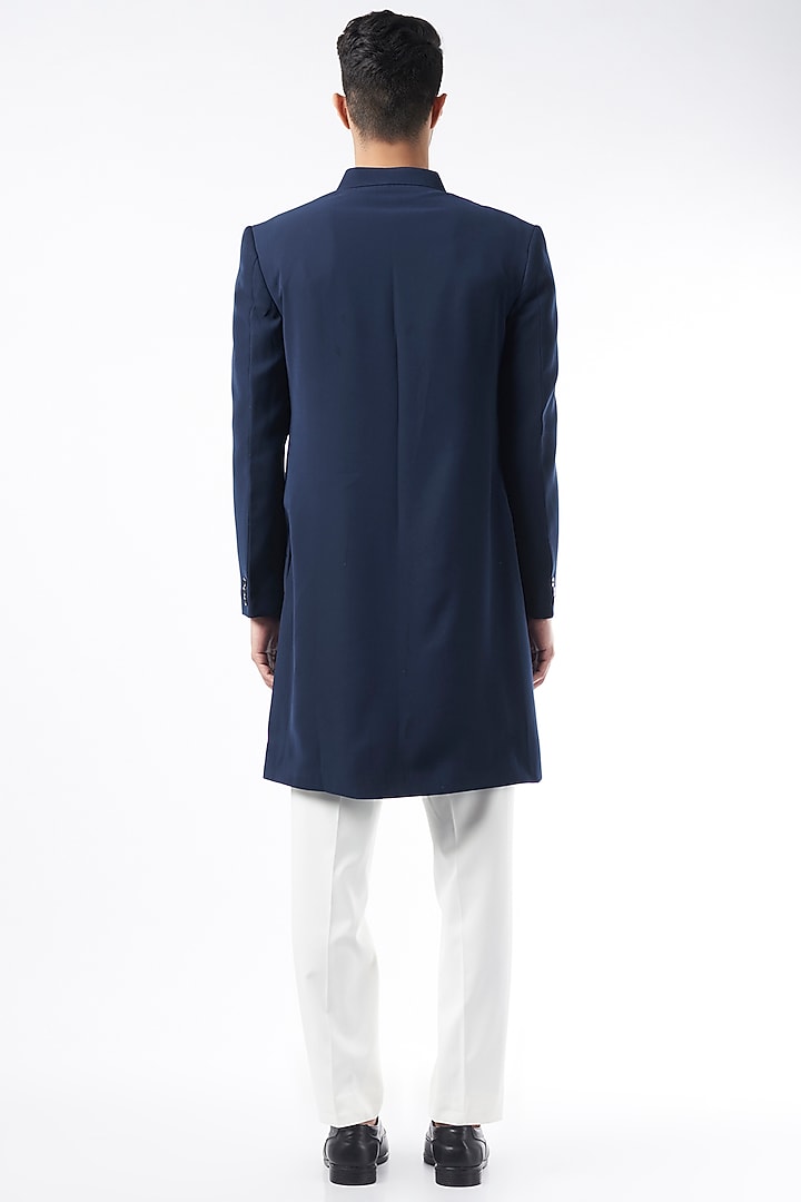 Cobalt Blue Suiting Indo-Western Set by Design O Stitch Men at Pernia's Pop Up Shop