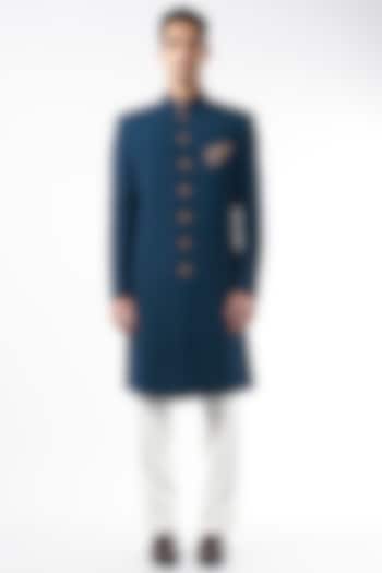 Turquoise Suiting sherwani  by Design O Stitch Men