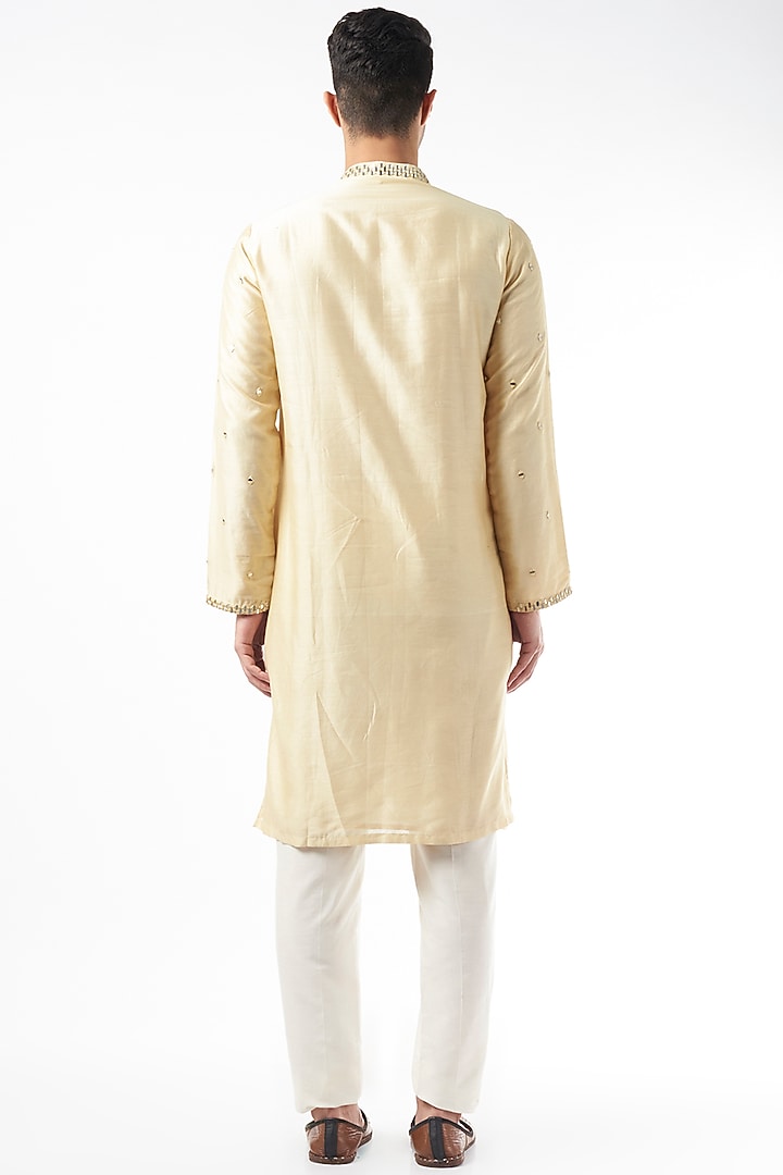 Beige Pure Chanderi Kurta by Design O Stitch Men at Pernia's Pop Up Shop