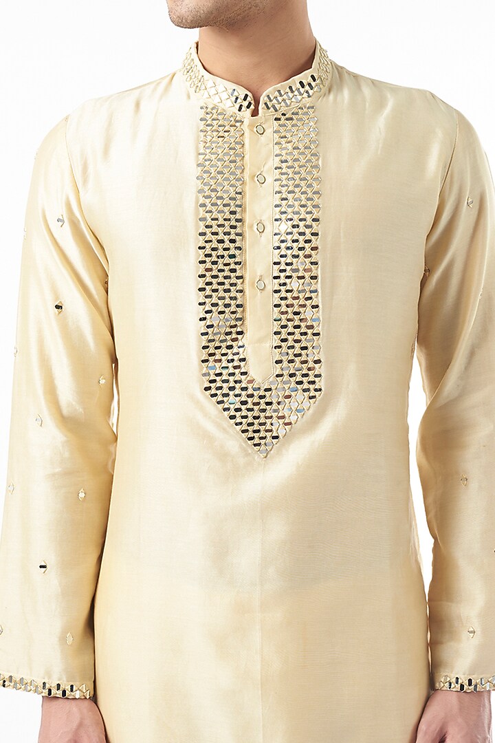 Beige Pure Chanderi Kurta by Design O Stitch Men at Pernia's Pop Up Shop