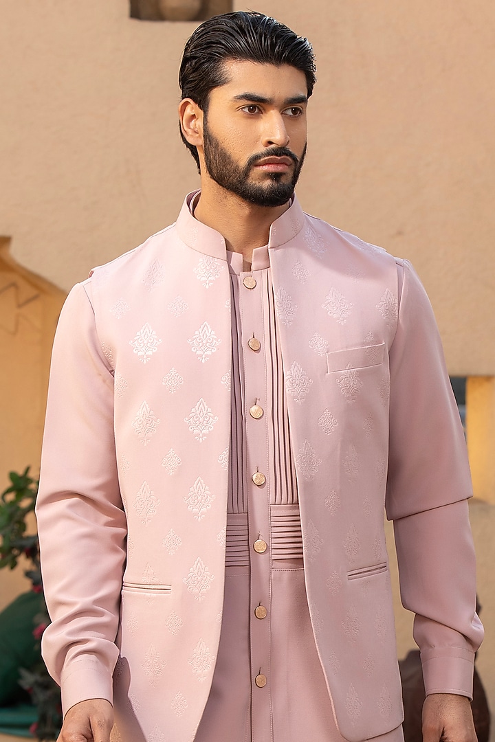 Pink Japanese Fabric Jawahar Jacket Set by Design O Stitch Men at Pernia's Pop Up Shop