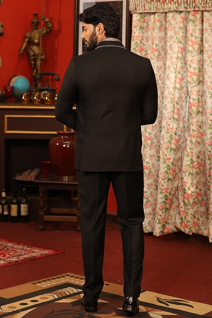 Dark Grey Suiting Fabric Tuxedo Set by Design O Stitch Men at Pernia's Pop Up Shop