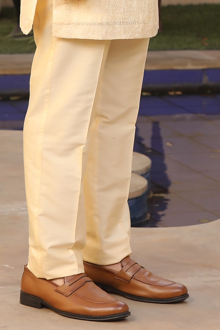 Cream Silk Printed & Embroidered Jawahar Jacket Set by Design O Stitch Men at Pernia's Pop Up Shop