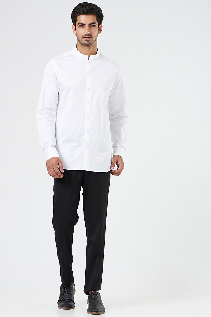 White Cotton Shirt by Design O Stitch Men