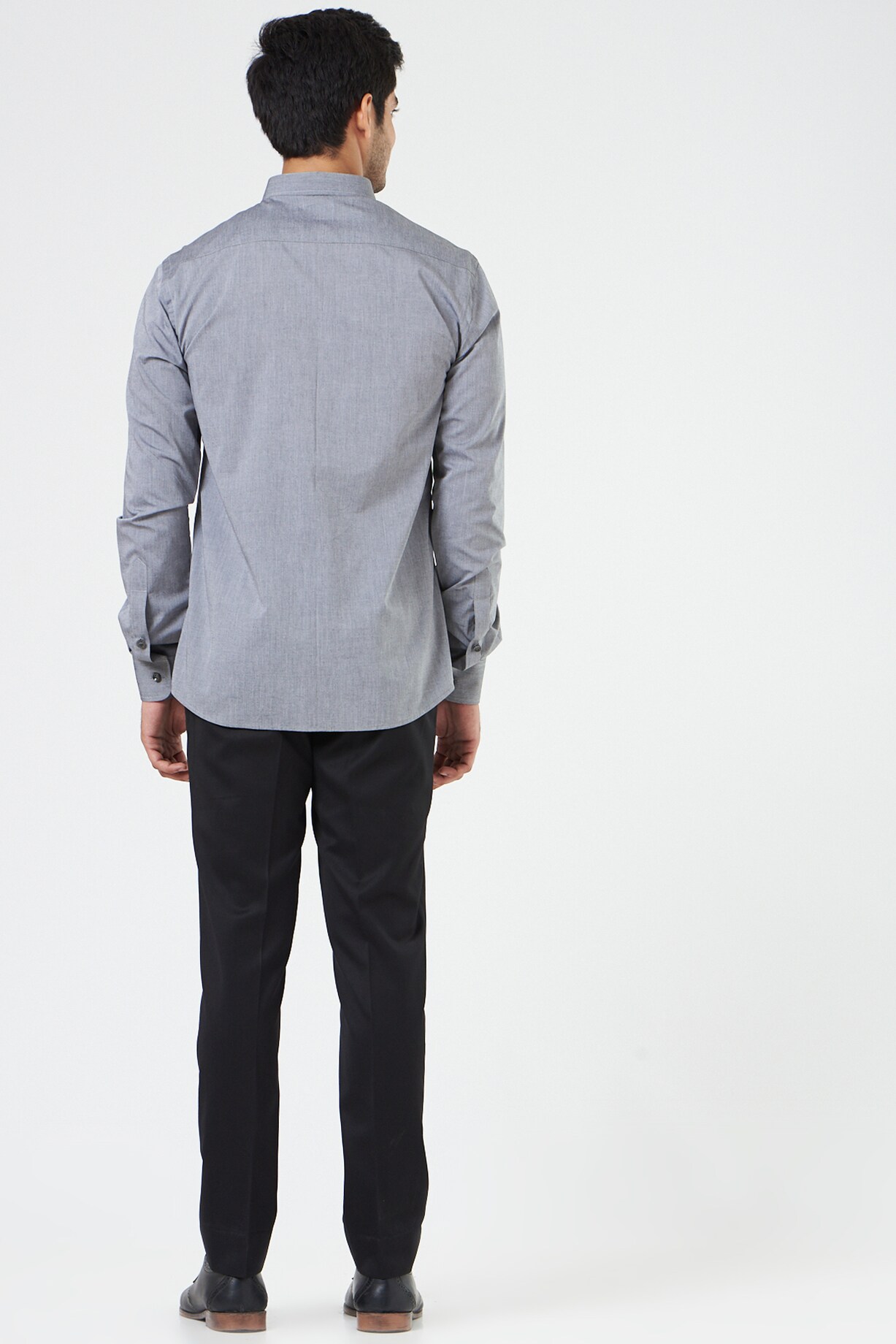 Light Grey Cotton Shirt by Design O Stitch Men