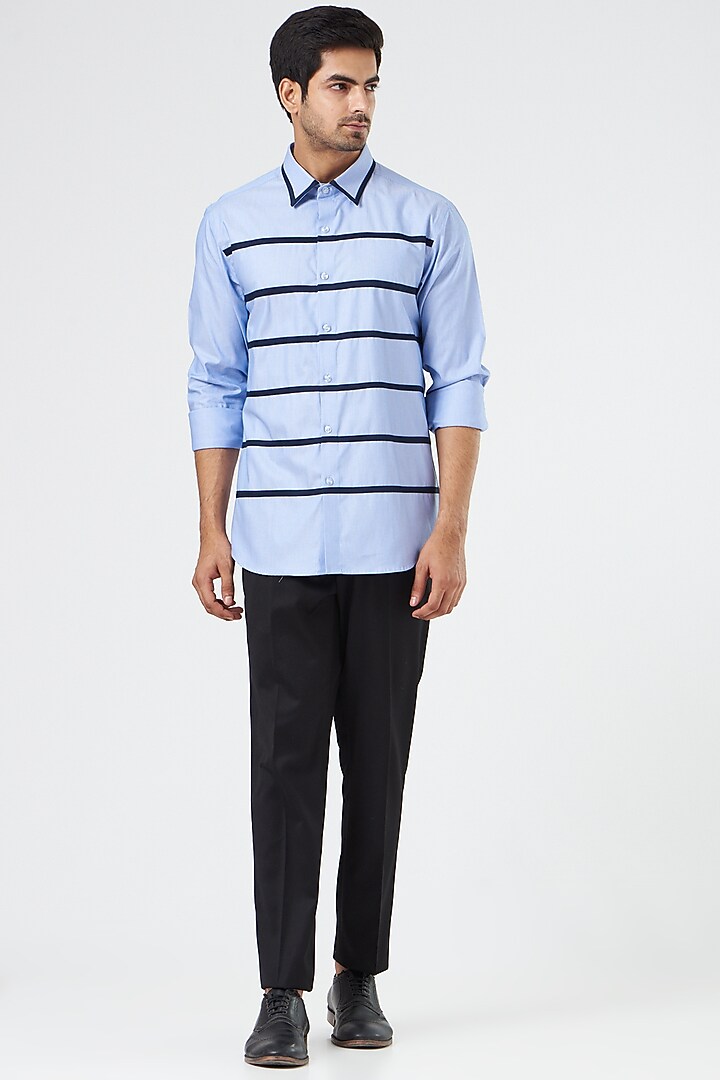 Sky Blue Cotton Party Wear Shirt by Design O Stitch Men at Pernia's Pop Up Shop