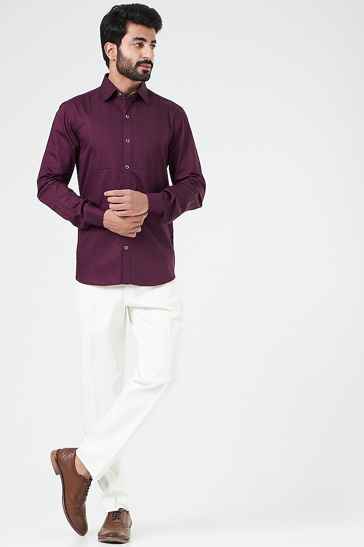 Wine Cotton Summer Shirt by Design O Stitch Men at Pernia's Pop Up Shop