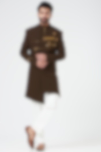 Brown Suiting Indo Western Set by Design O Stitch Men at Pernia's Pop Up Shop