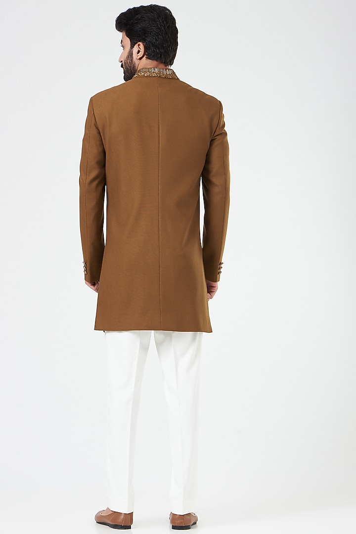 Brown Suiting Indo Western Set by Design O Stitch Men at Pernia's Pop Up Shop