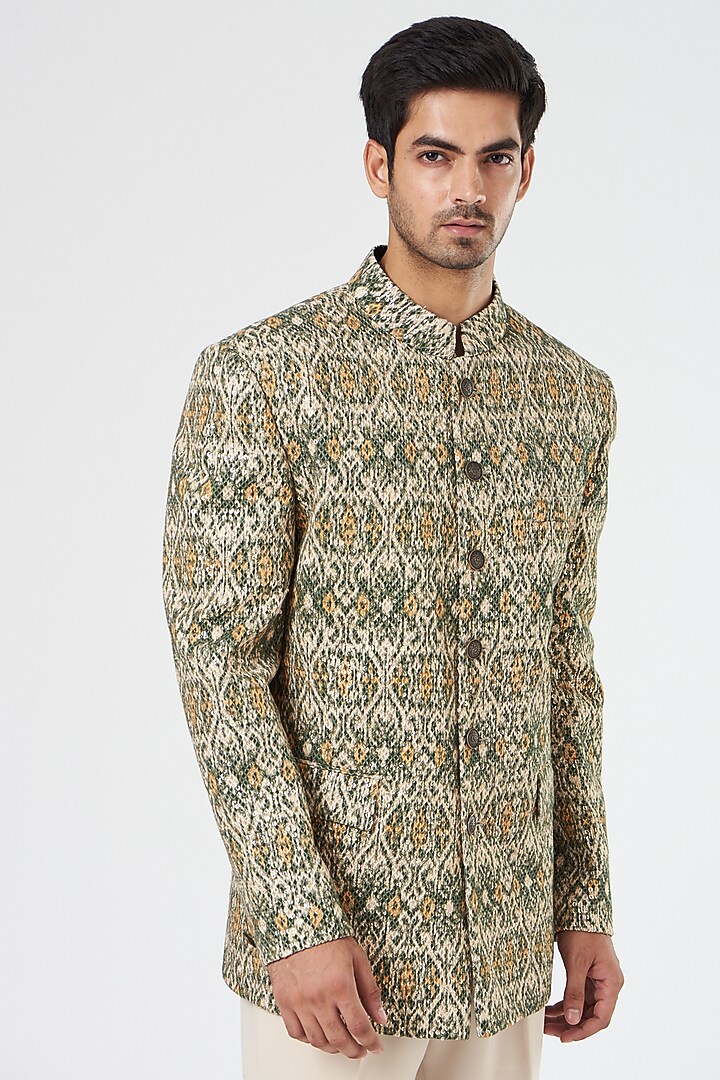 Multi-Coloured Suiting Wedding Bandhgala Set by Design O Stitch Men at Pernia's Pop Up Shop