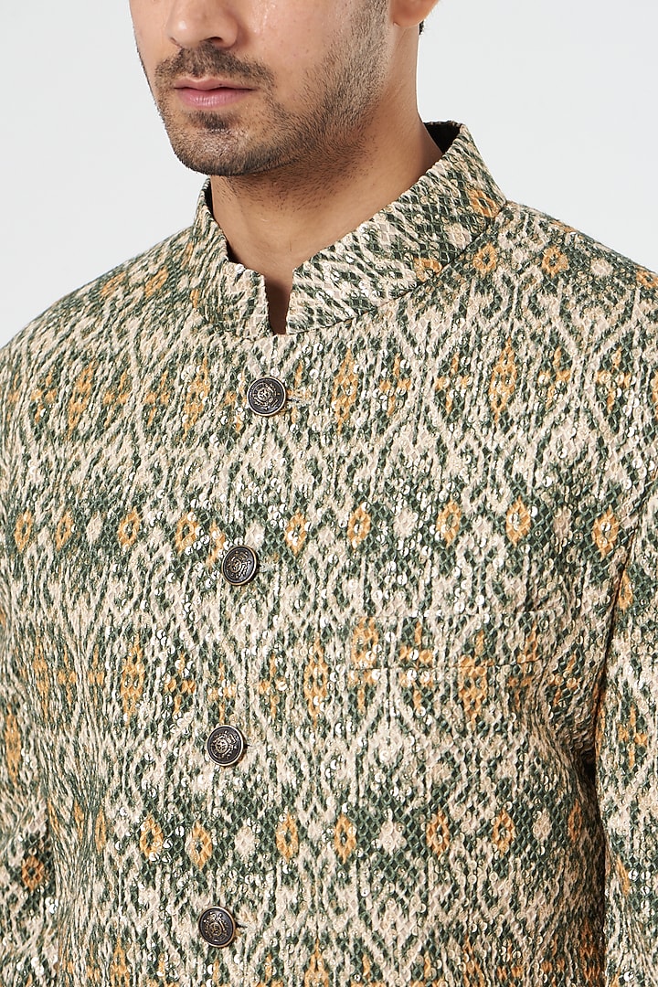 Multi-Coloured Suiting Wedding Bandhgala Set by Design O Stitch Men at Pernia's Pop Up Shop