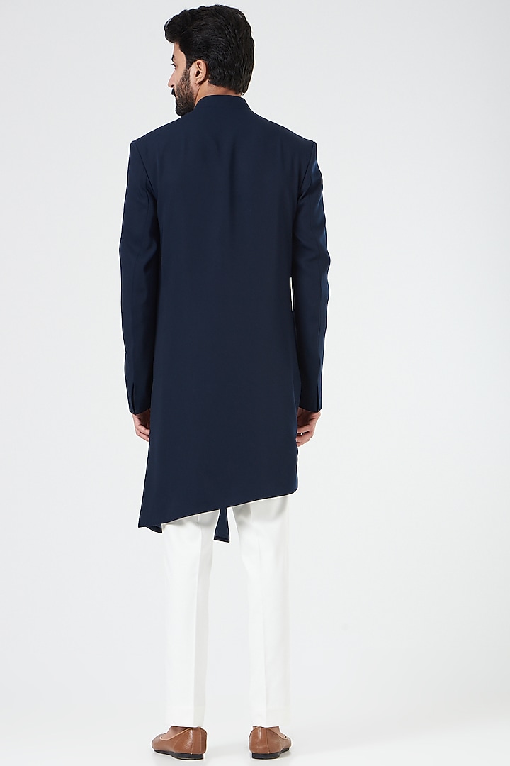 Blue Suiting Indo Western Jacket Set by Design O Stitch Men at Pernia's Pop Up Shop