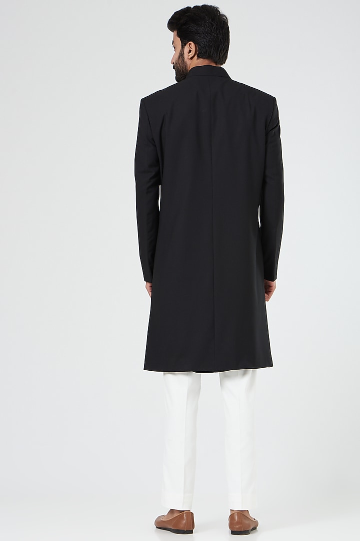 Black Embroidered Indo Western Jacket set by Design O Stitch Men at Pernia's Pop Up Shop
