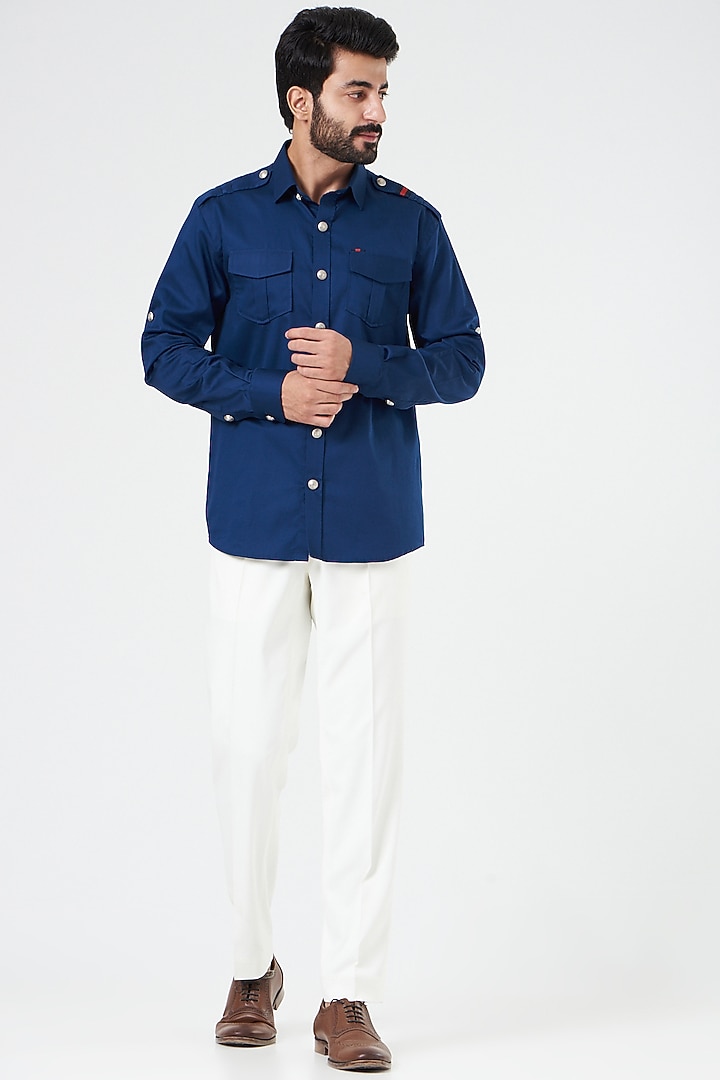 Blue Cotton Summer Shirt by Design O Stitch Men at Pernia's Pop Up Shop