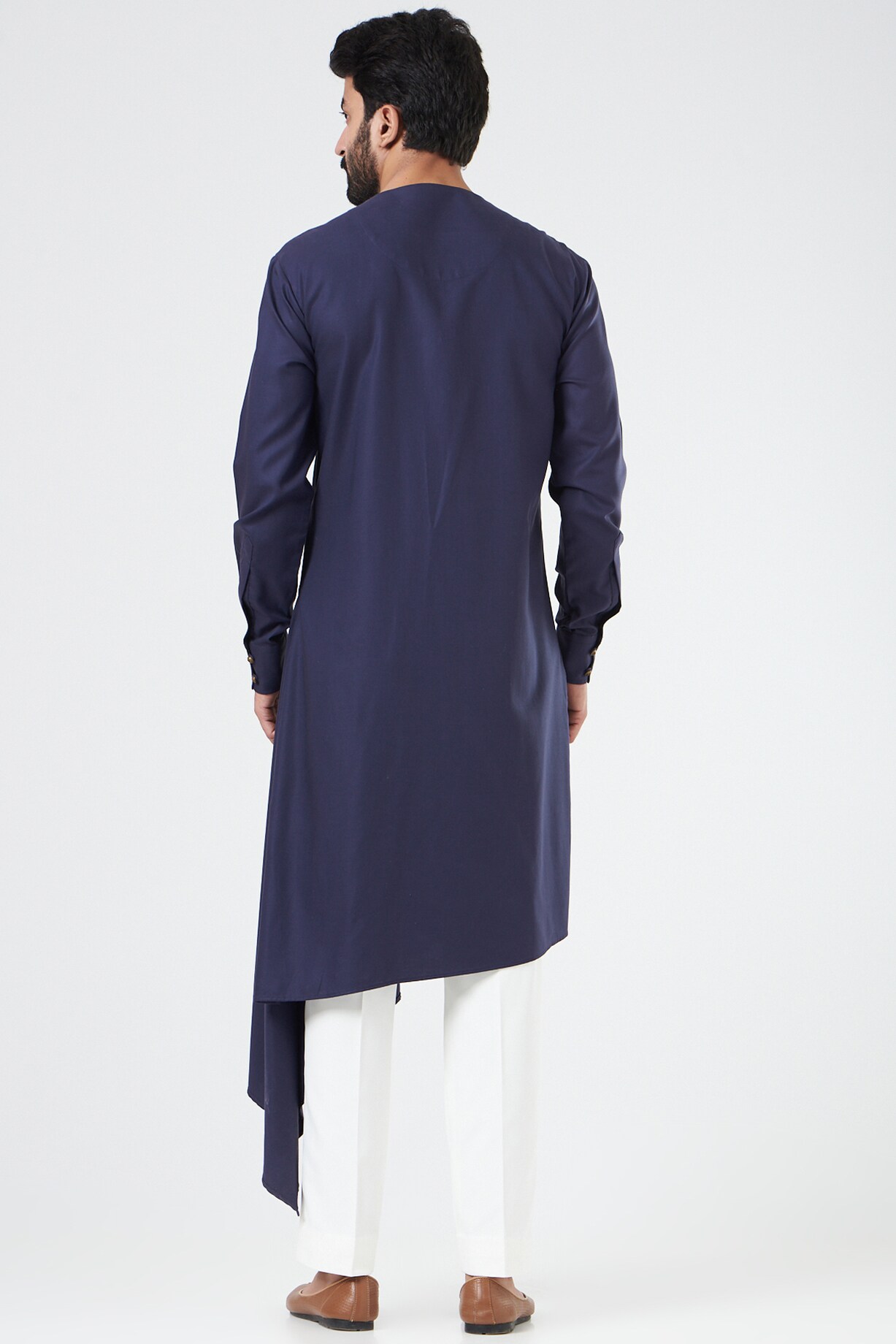 Blue Kurta Set In Suiting Fabric by Design O Stitch Men