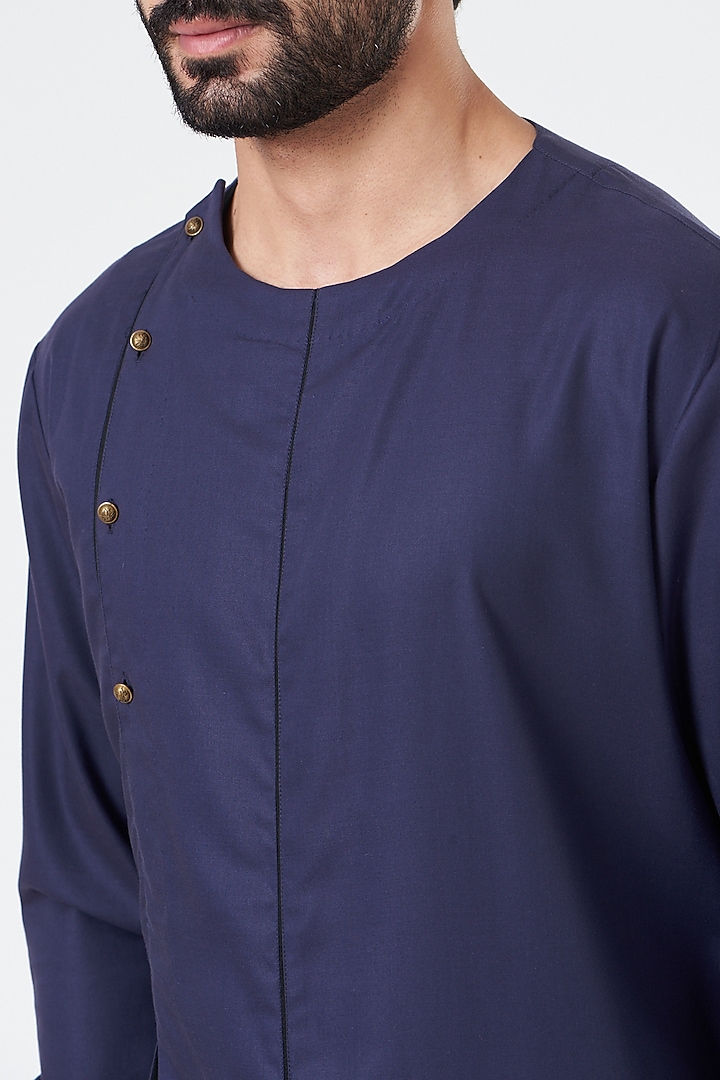 Blue Kurta Set In Suiting Fabric by Design O Stitch Men at Pernia's Pop Up Shop