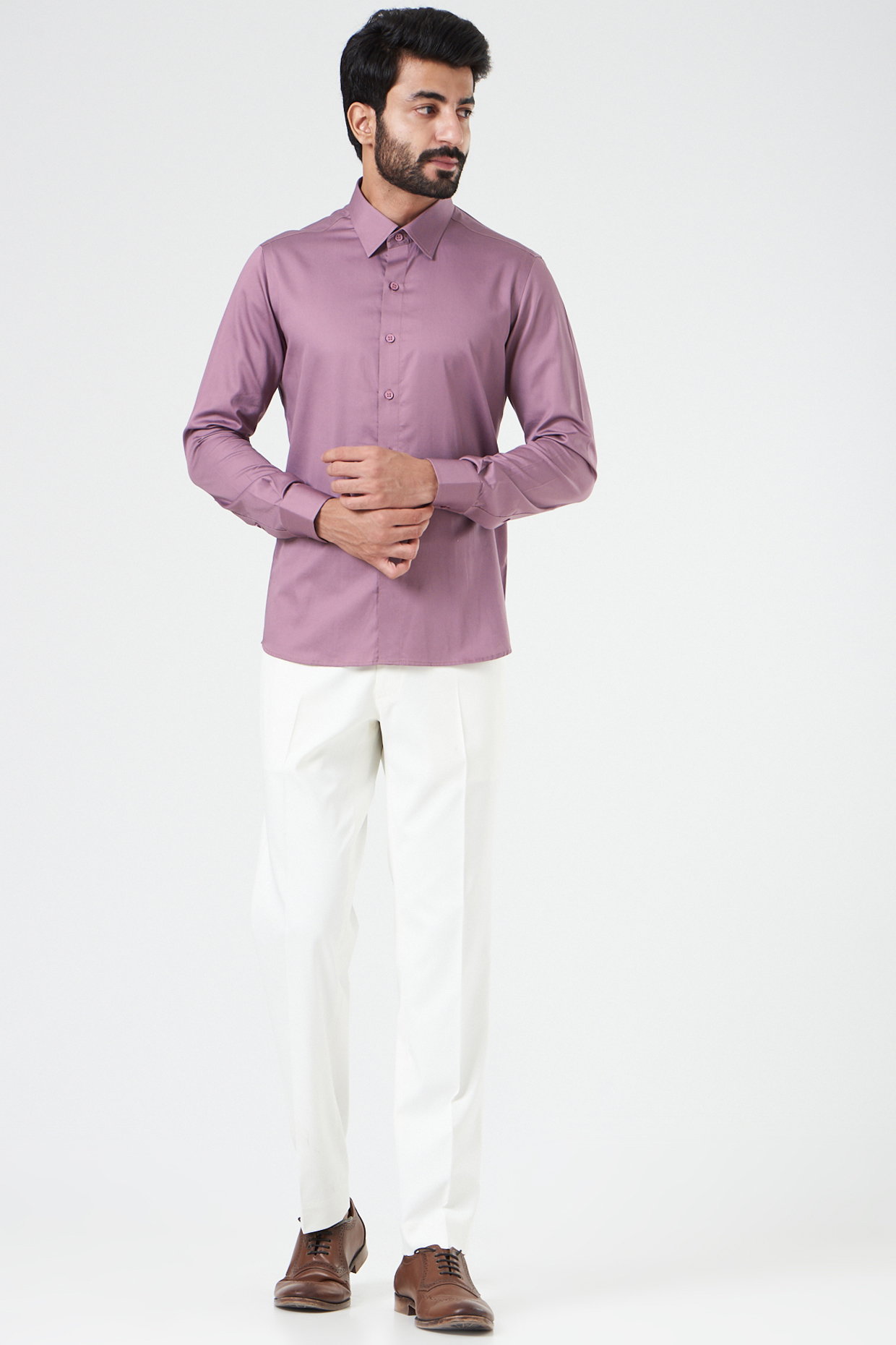 Purple Cotton Shirt by Design O Stitch Men