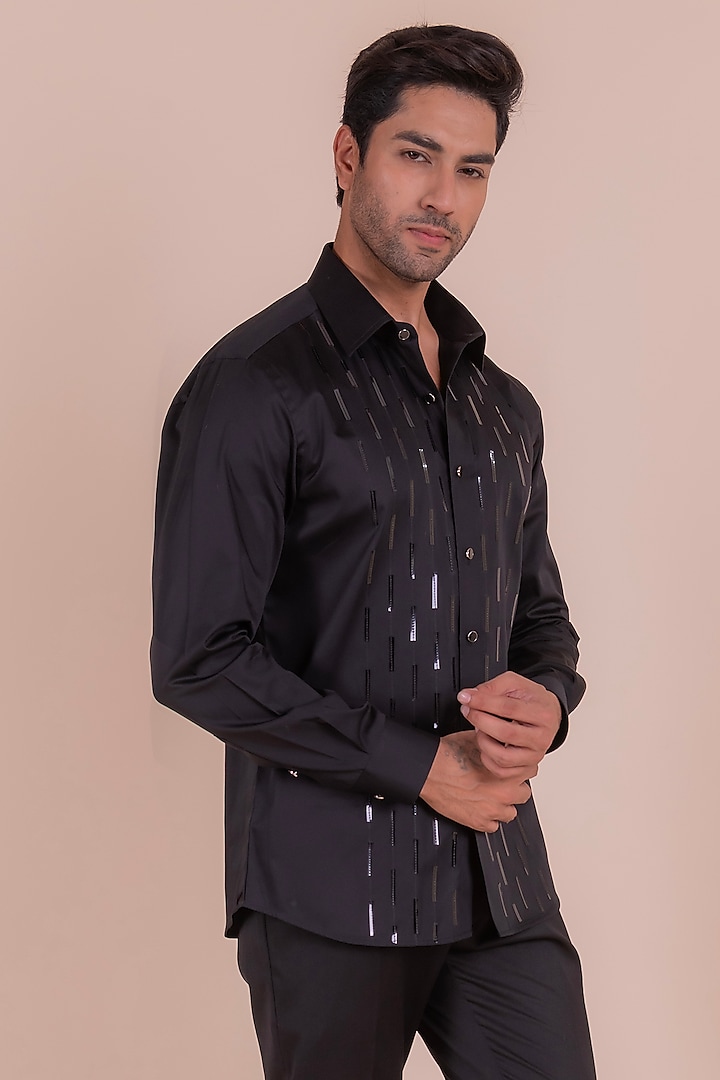 Black Cotton Shirt by Design O Stitch Men at Pernia's Pop Up Shop