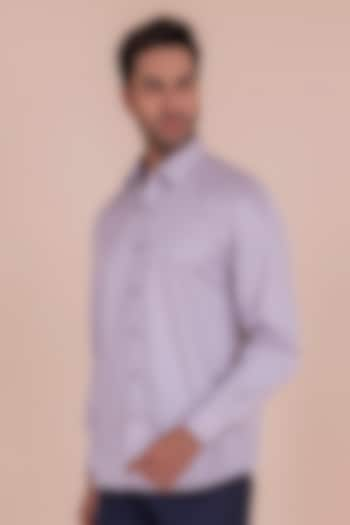 Light Grey Cotton Thread Embroidered Shirt by Design O Stitch Men