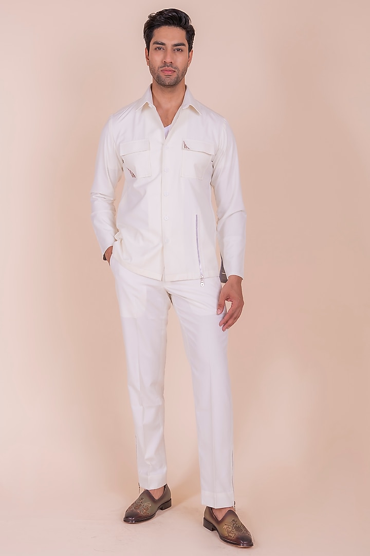 Cream Suiting Digital Printed Co-Ord Set by Design O Stitch Men at Pernia's Pop Up Shop