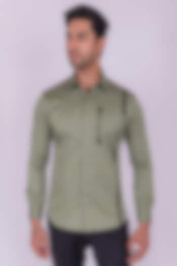 Pista Green Cotton Shirt by Design O Stitch Men