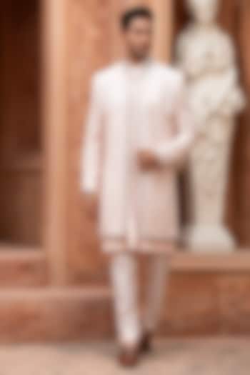 Blush Pink Sequins Hand Embroidered Indo-Western Set by Design O Stitch Men at Pernia's Pop Up Shop