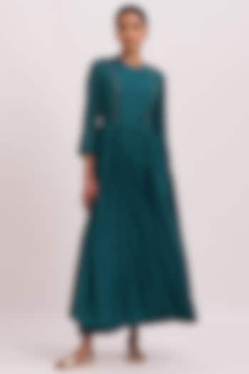 Teal Green Embroidered Anarkali Set by Dot at Pernia's Pop Up Shop