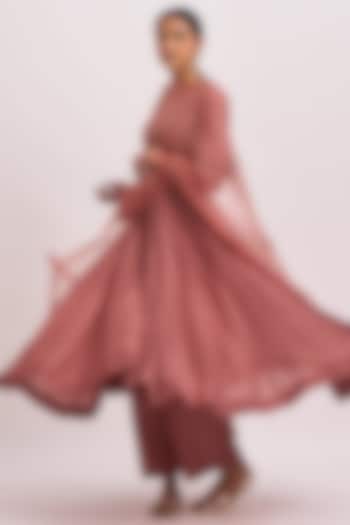 Old Rose Cotton Silk Wedding Anarkali Set by Dot at Pernia's Pop Up Shop