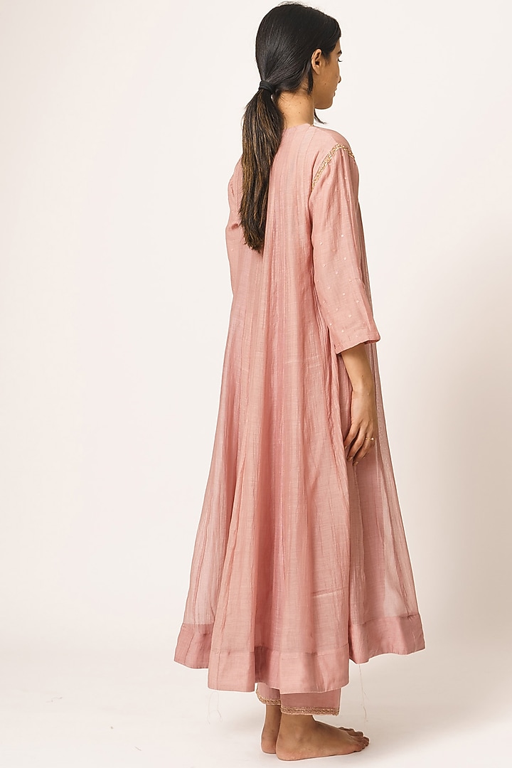 Old Rose Embroidered Kalidar Kurta Set by Dot at Pernia's Pop Up Shop