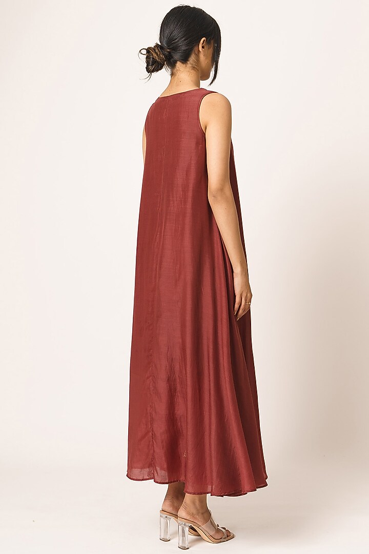 Maroon Cotton Silk Summer Dress by Dot at Pernia's Pop Up Shop