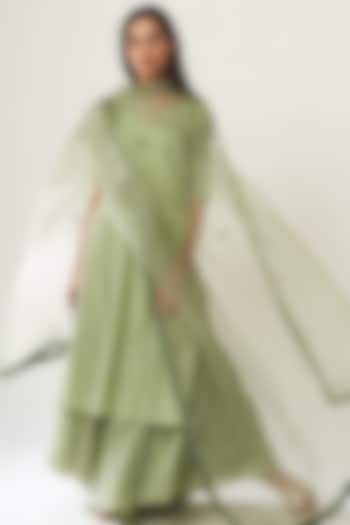 Pista Green Sharara Set With Embroidered Dupatta by Dot at Pernia's Pop Up Shop