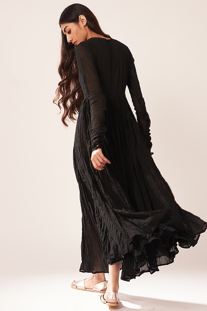 Black Cotton Anarkali by Dot at Pernia's Pop Up Shop
