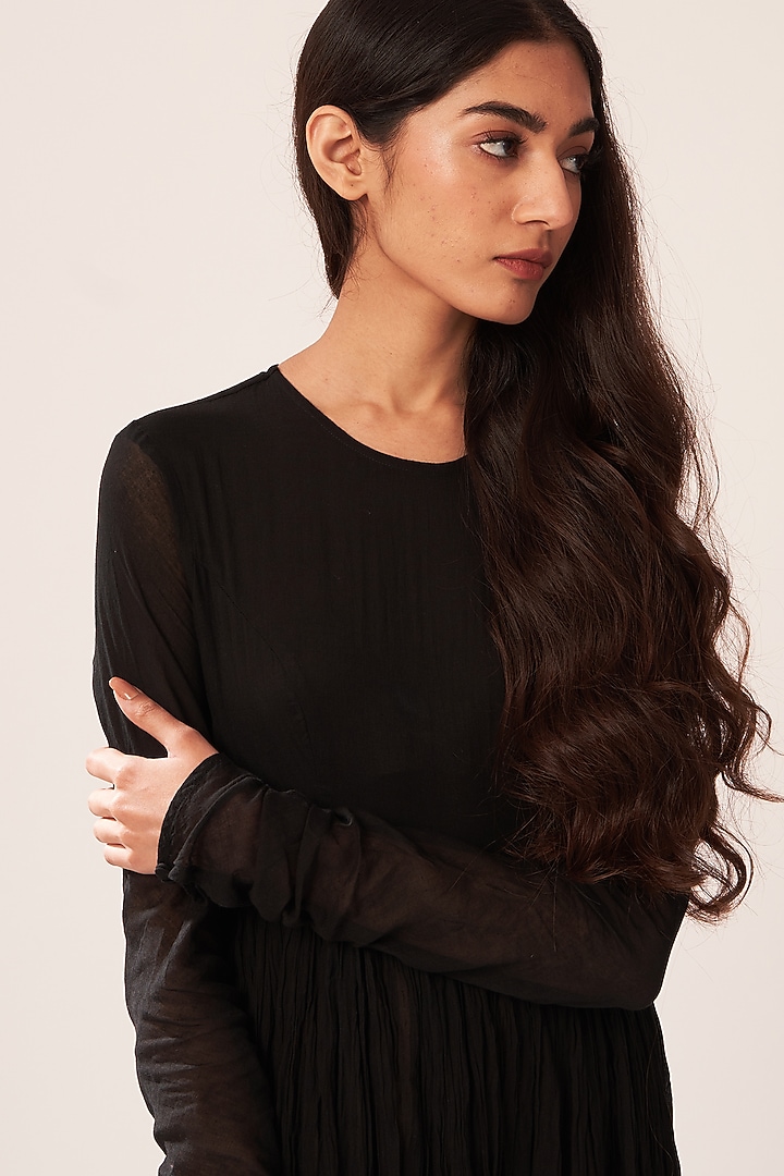 Black Cotton Anarkali by Dot at Pernia's Pop Up Shop