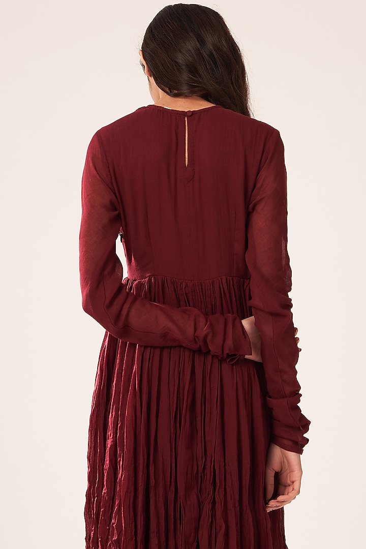 Maroon Cotton Anarkali by Dot at Pernia's Pop Up Shop