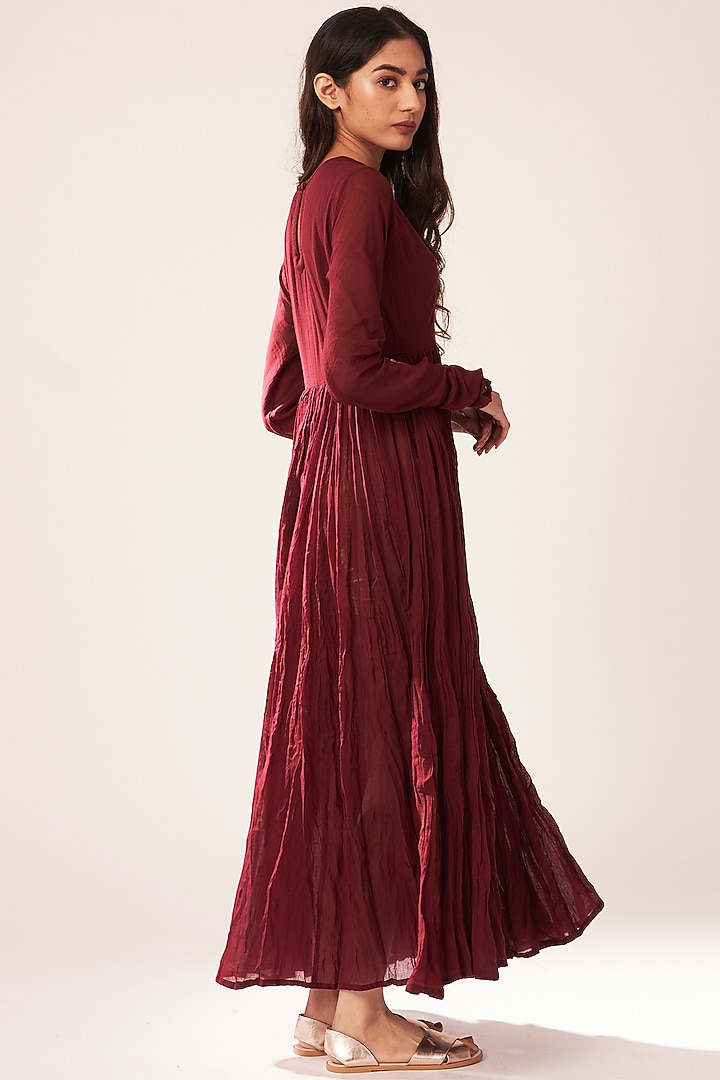 Maroon Cotton Anarkali by Dot at Pernia's Pop Up Shop
