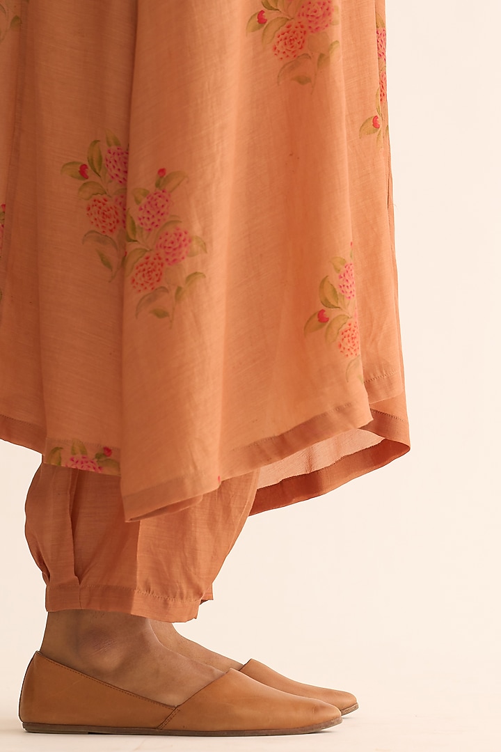 Rust Habutai Silk Printed Kurta Set by Dot at Pernia's Pop Up Shop