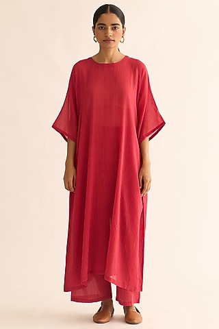 Red Cotton Kurta Set by Dot