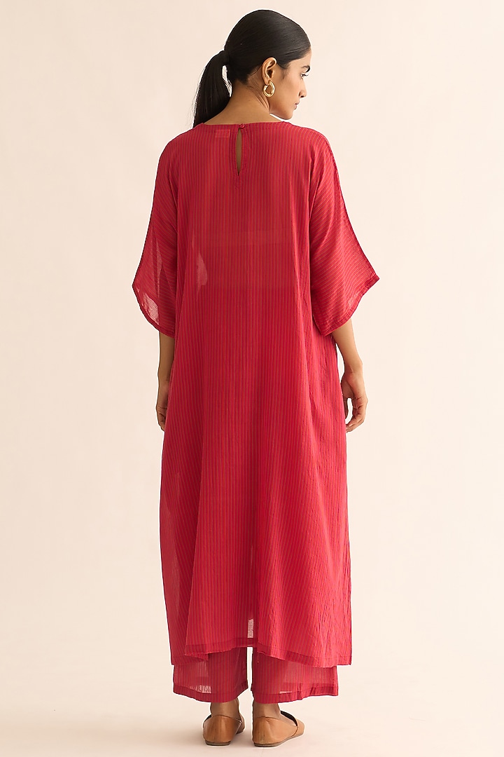 Red Cotton Kurta Set by Dot at Pernia's Pop Up Shop