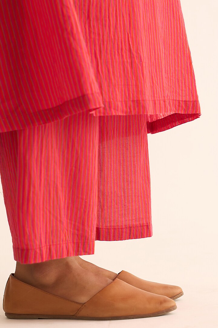 Red Cotton Kurta Set by Dot at Pernia's Pop Up Shop