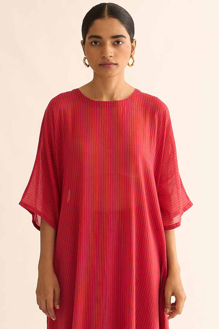 Red Cotton Kurta Set by Dot at Pernia's Pop Up Shop