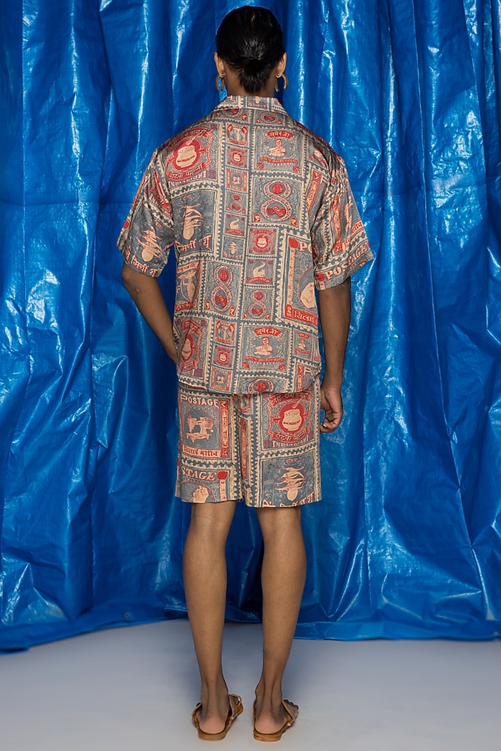 Ash Grey Viscose Orient Slub Satin Printed Party Wear Shirt by Doh Tak Keh Men at Pernia's Pop Up Shop