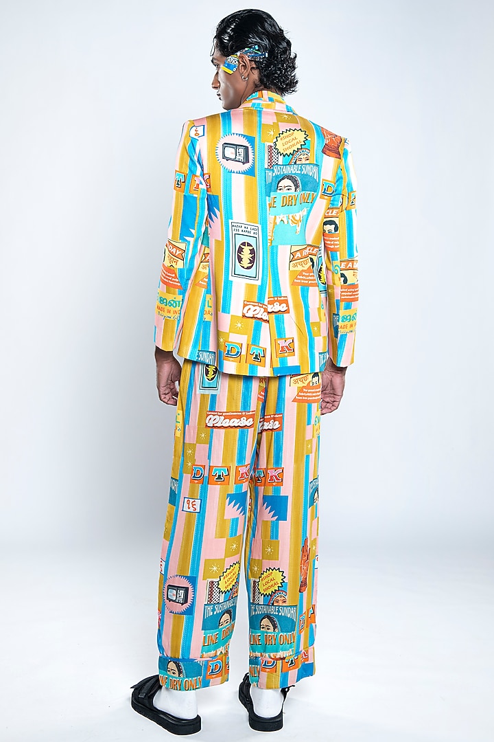 Multi-Colored Lyocell Tencel Satin Printed Blazer by Doh Tak Keh Men at Pernia's Pop Up Shop