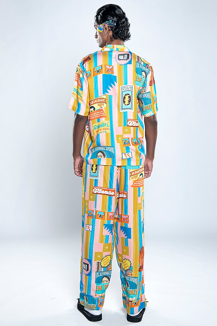 Multi-Colored Lyocell Tencel Satin Printed Summer Shirt by Doh Tak Keh Men at Pernia's Pop Up Shop