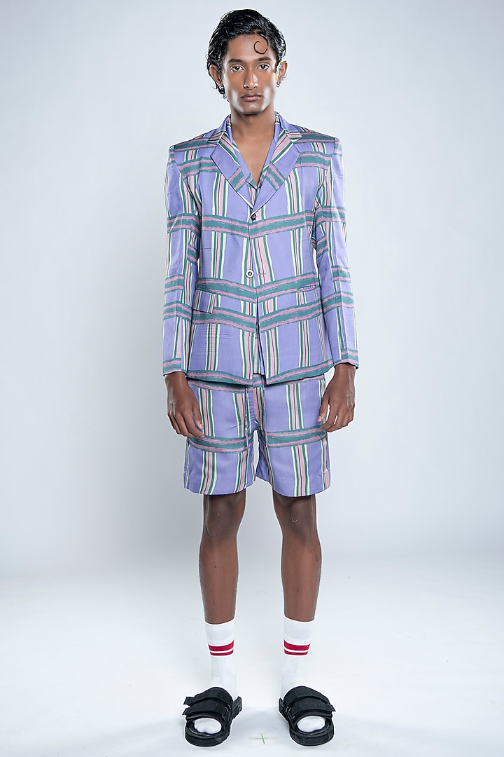 Amethyst Lyocell Tencel Satin Printed Blazer by Doh Tak Keh Men at Pernia's Pop Up Shop