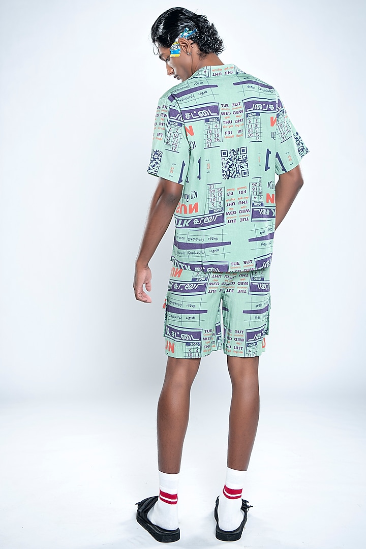 Chutney Green Lyocell Tencel Flex Printed Summer Shirt by Doh Tak Keh Men at Pernia's Pop Up Shop