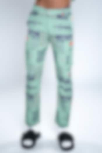 Chutney Green Lyocell Tencel Flex Printed Trousers by Doh Tak Keh Men