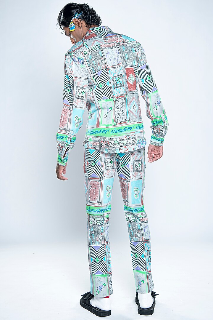 Multi-Colored Lyocell Tencel Flex Printed Party Wear Shirt by Doh Tak Keh Men at Pernia's Pop Up Shop