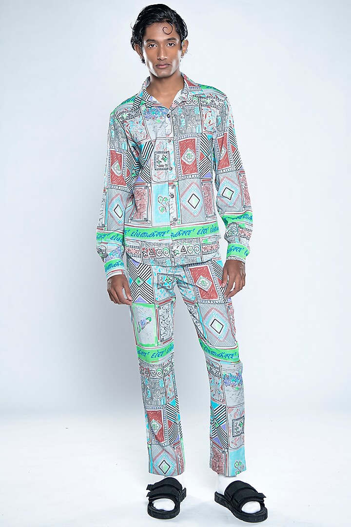 Multi-Colored Lyocell Tencel Flex Printed Party Wear Shirt by Doh Tak Keh Men at Pernia's Pop Up Shop
