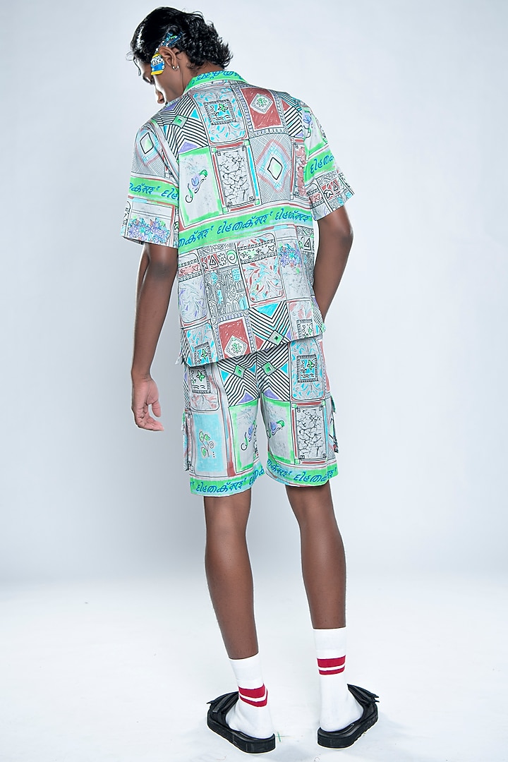 Multi-Colored Lyocell Tencel Flex Printed Shorts by Doh Tak Keh Men at Pernia's Pop Up Shop