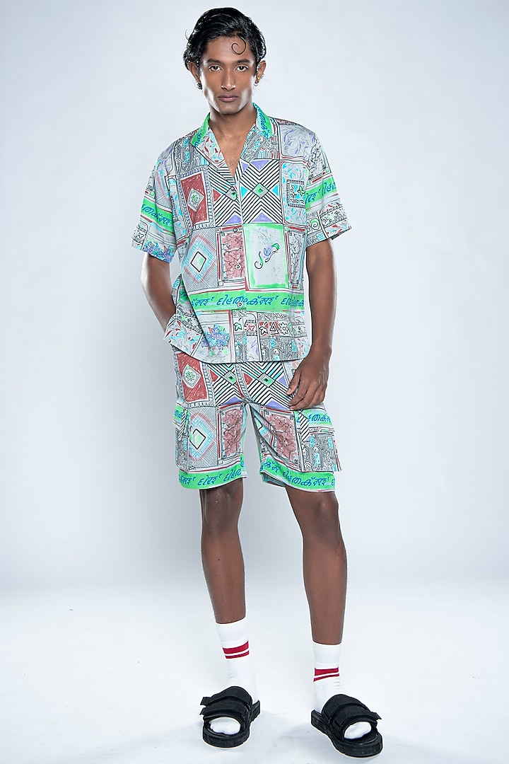 Multi-Colored Lyocell Tencel Flex Printed Shorts by Doh Tak Keh Men at Pernia's Pop Up Shop